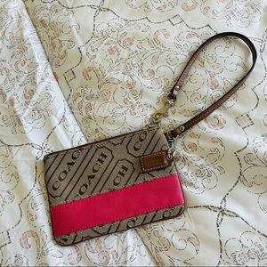 Coach Tan/Pink Wristlet